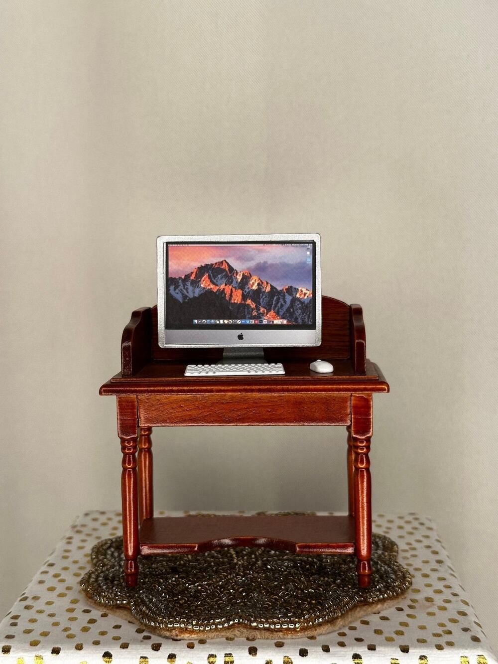 Dollhouse miniatures desk & Apple computer